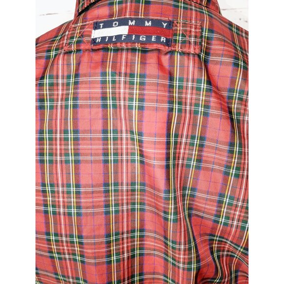 VTG Tommy Hilfiger Red Plaid Golf Lightweight Windbreaker Jacket Small - Picture 4 of 10